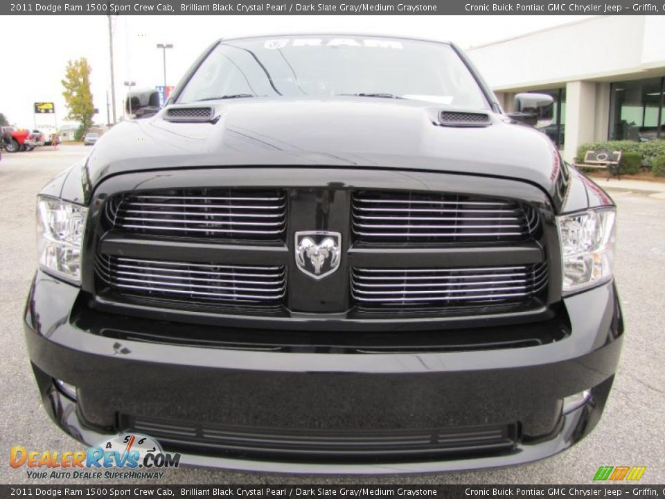 2011 Dodge Ram 1500 Sport Crew Cab Brilliant Black Crystal Pearl / Dark Slate Gray/Medium Graystone Photo #2