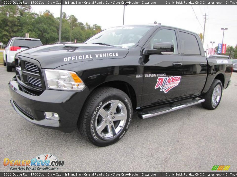 2011 Dodge Ram 1500 Sport Crew Cab Brilliant Black Crystal Pearl / Dark Slate Gray/Medium Graystone Photo #3