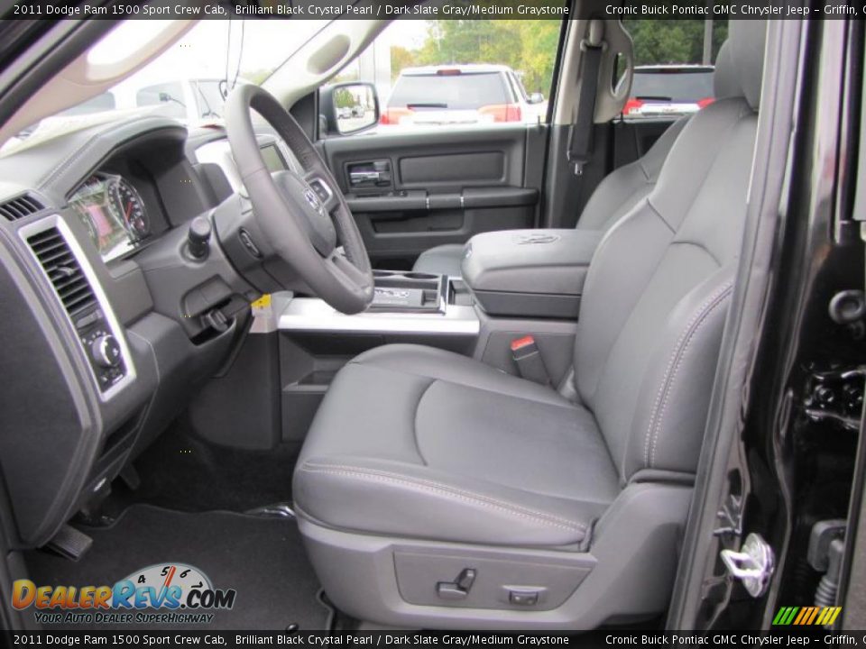 2011 Dodge Ram 1500 Sport Crew Cab Brilliant Black Crystal Pearl / Dark Slate Gray/Medium Graystone Photo #13