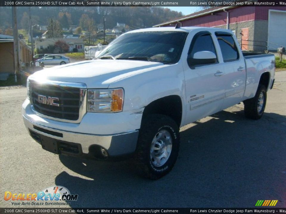 2008 GMC Sierra 2500HD SLT Crew Cab 4x4 Summit White / Very Dark Cashmere/Light Cashmere Photo #1