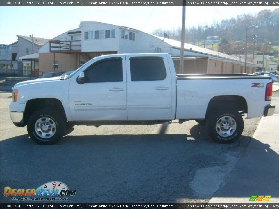 2008 GMC Sierra 2500HD SLT Crew Cab 4x4 Summit White / Very Dark Cashmere/Light Cashmere Photo #2