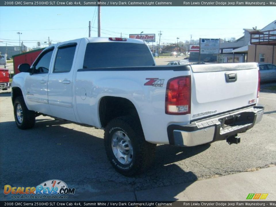 2008 GMC Sierra 2500HD SLT Crew Cab 4x4 Summit White / Very Dark Cashmere/Light Cashmere Photo #3