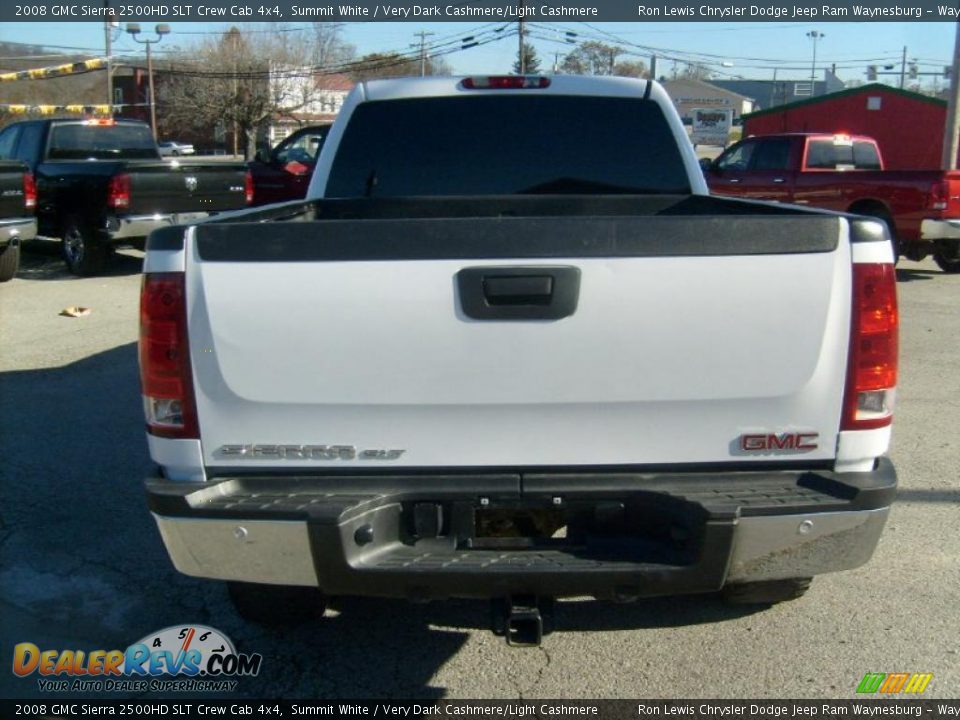 2008 GMC Sierra 2500HD SLT Crew Cab 4x4 Summit White / Very Dark Cashmere/Light Cashmere Photo #4