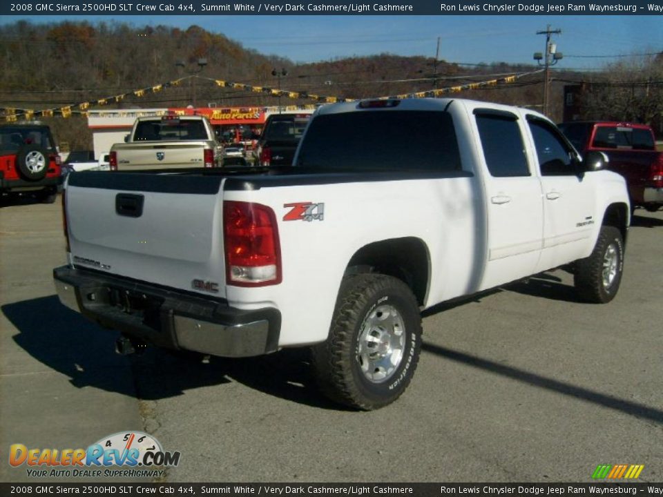 2008 GMC Sierra 2500HD SLT Crew Cab 4x4 Summit White / Very Dark Cashmere/Light Cashmere Photo #5