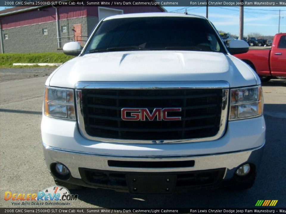 2008 GMC Sierra 2500HD SLT Crew Cab 4x4 Summit White / Very Dark Cashmere/Light Cashmere Photo #8