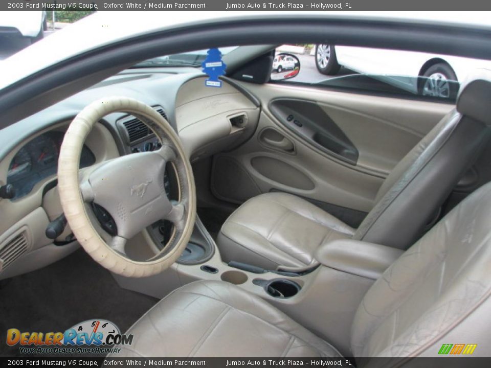 Medium Parchment Interior - 2003 Ford Mustang V6 Coupe Photo #13