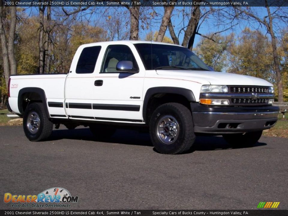 2001 Chevrolet Silverado 2500HD LS Extended Cab 4x4 Summit White / Tan Photo #2