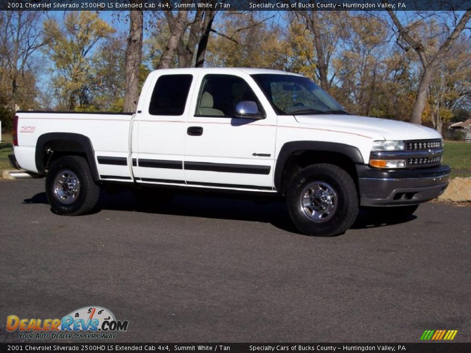 2001 Chevrolet Silverado 2500HD LS Extended Cab 4x4 Summit White / Tan Photo #3