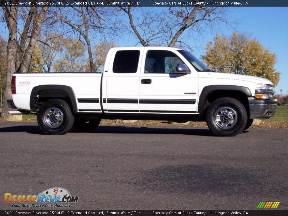 2001 Chevrolet Silverado 2500HD LS Extended Cab 4x4 Summit White / Tan Photo #4