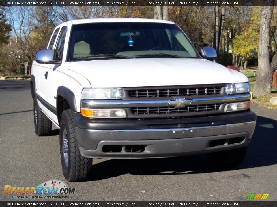 2001 Chevrolet Silverado 2500HD LS Extended Cab 4x4 Summit White / Tan Photo #10