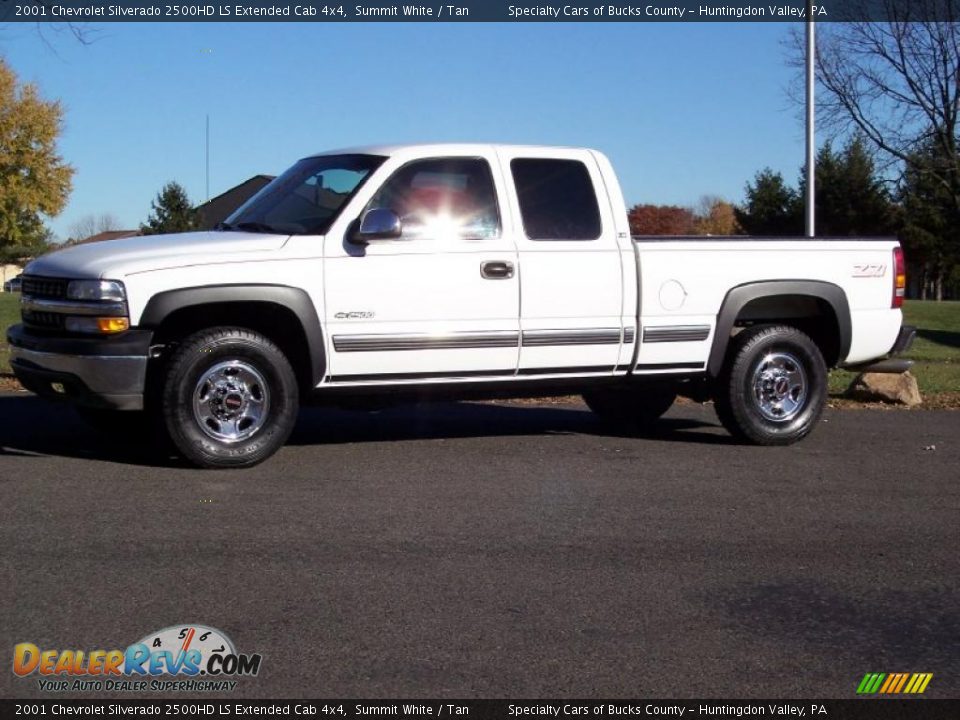 2001 Chevrolet Silverado 2500HD LS Extended Cab 4x4 Summit White / Tan Photo #11