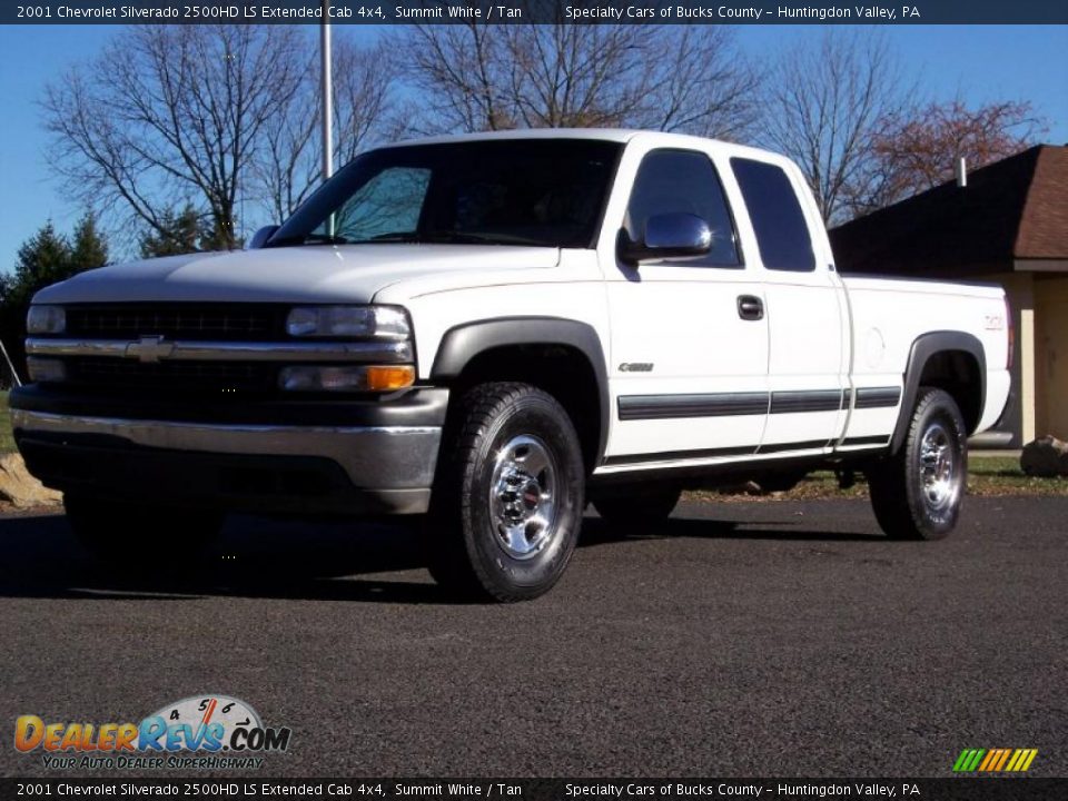 2001 Chevrolet Silverado 2500HD LS Extended Cab 4x4 Summit White / Tan Photo #13