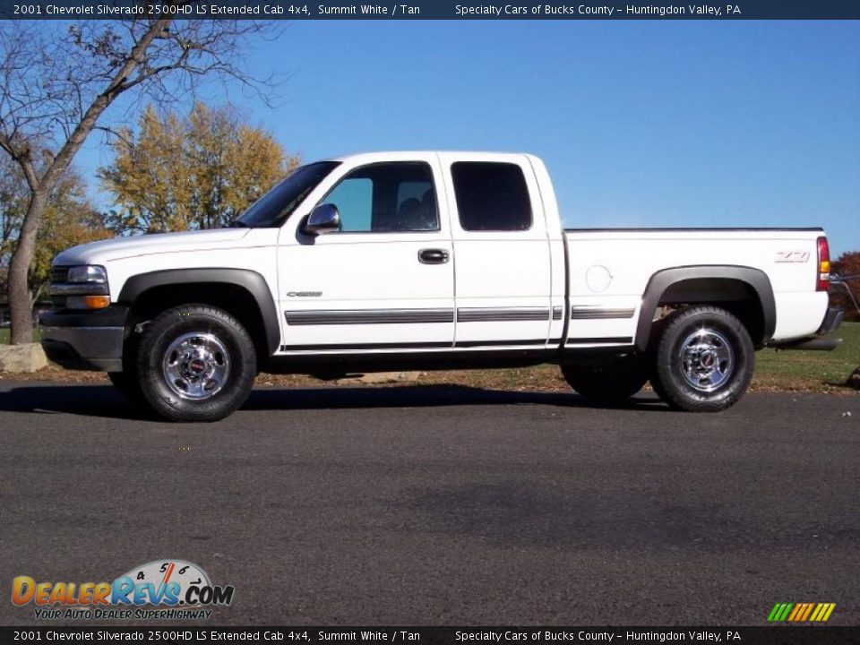 2001 Chevrolet Silverado 2500HD LS Extended Cab 4x4 Summit White / Tan Photo #14