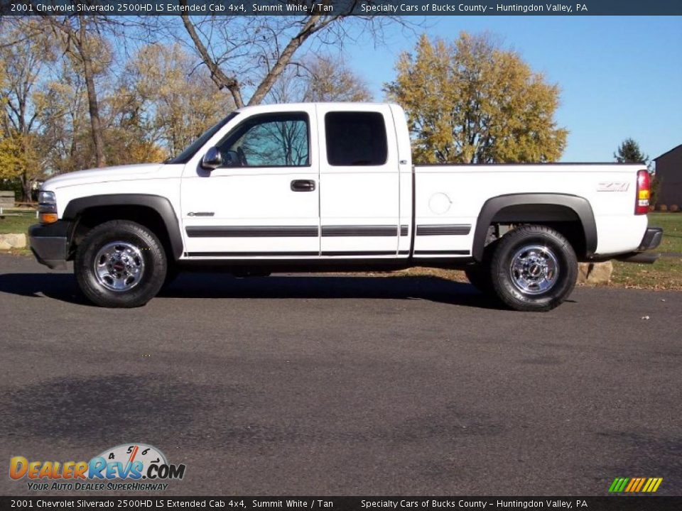 2001 Chevrolet Silverado 2500HD LS Extended Cab 4x4 Summit White / Tan Photo #15