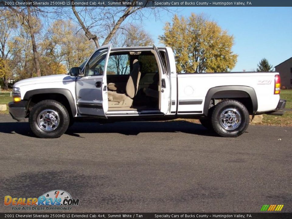 2001 Chevrolet Silverado 2500HD LS Extended Cab 4x4 Summit White / Tan Photo #20