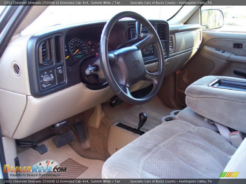 Tan Interior - 2001 Chevrolet Silverado 2500HD LS Extended Cab 4x4 Photo #22