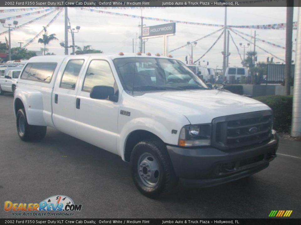 2002 Ford F350 Super Duty XLT Crew Cab Dually Oxford White / Medium Flint Photo #1