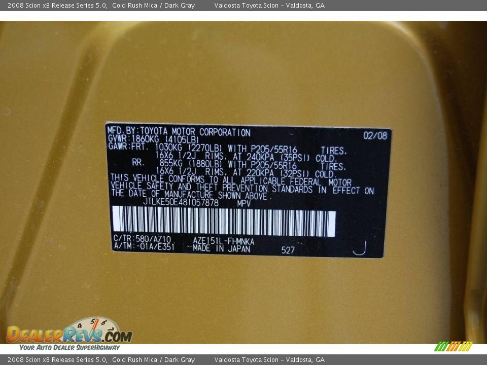 2008 Scion xB Release Series 5.0 Gold Rush Mica / Dark Gray Photo #24