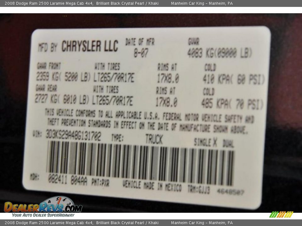 2008 Dodge Ram 2500 Laramie Mega Cab 4x4 Brilliant Black Crystal Pearl / Khaki Photo #9