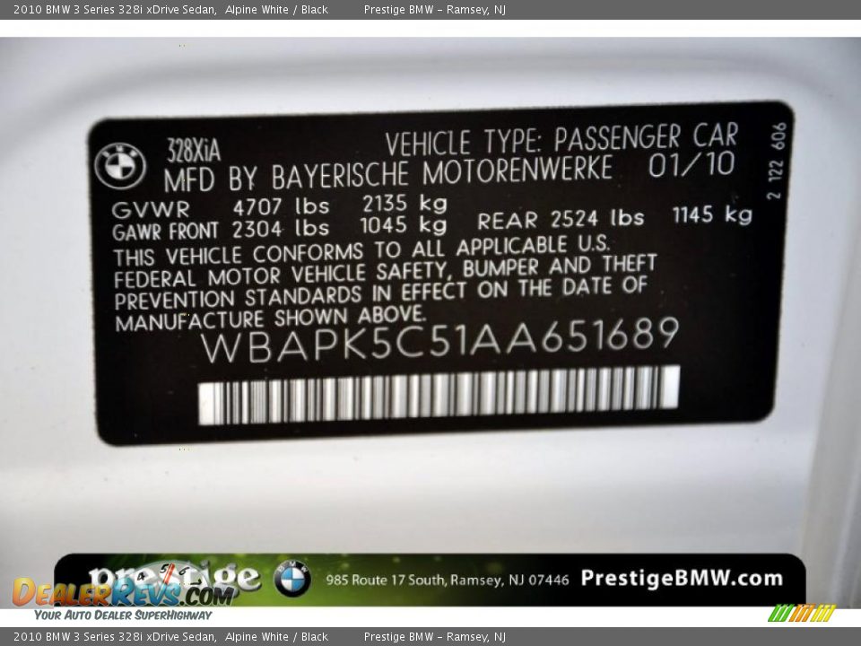 2010 BMW 3 Series 328i xDrive Sedan Alpine White / Black Photo #11
