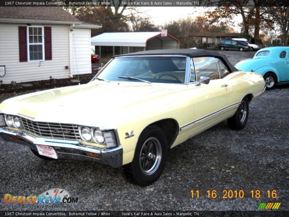 1967 Chevrolet Impala Convertible Butternut Yellow / White Photo #1