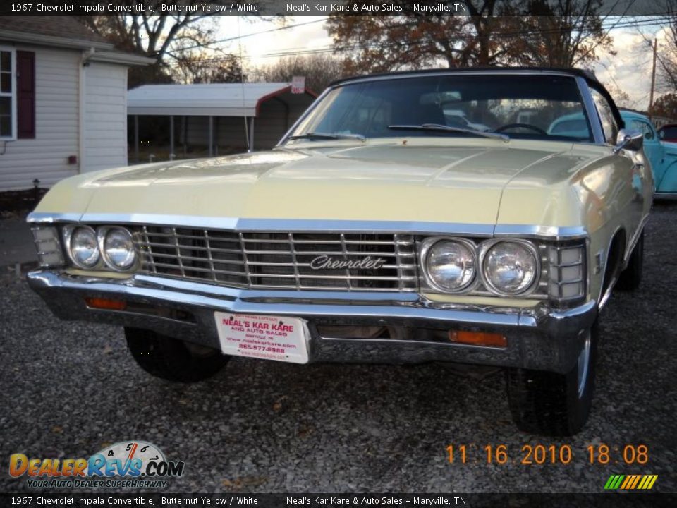 1967 Chevrolet Impala Convertible Butternut Yellow / White Photo #6