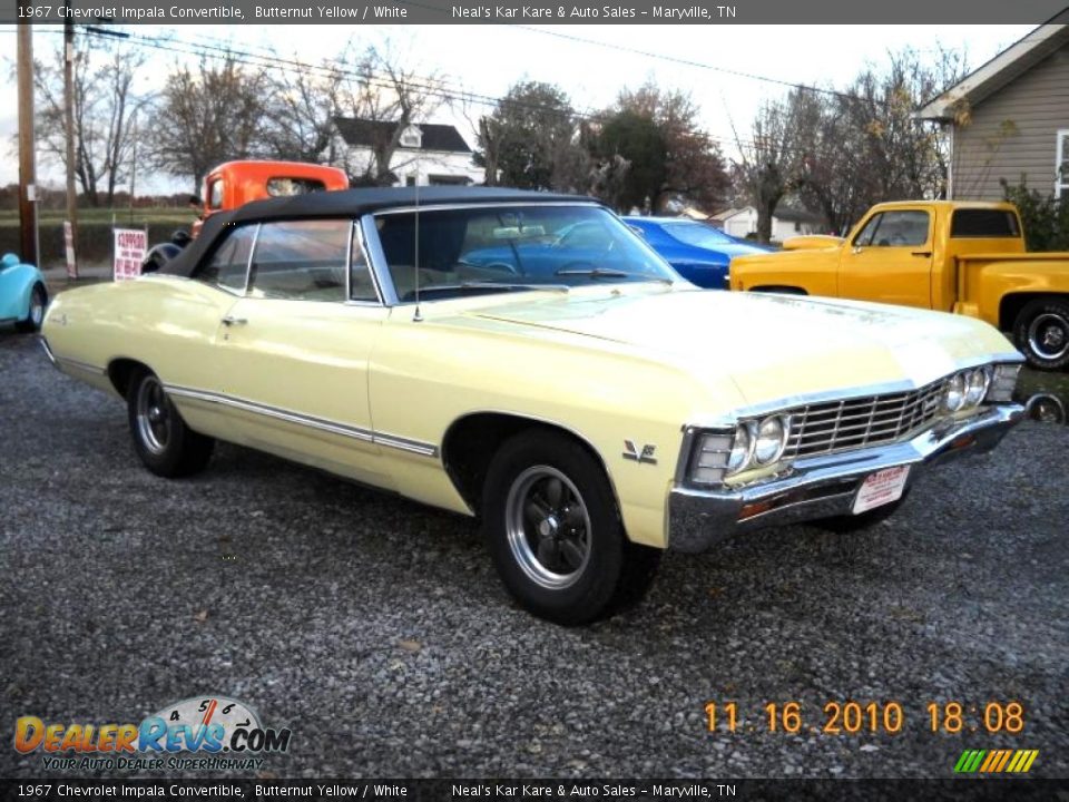 1967 Chevrolet Impala Convertible Butternut Yellow / White Photo #10