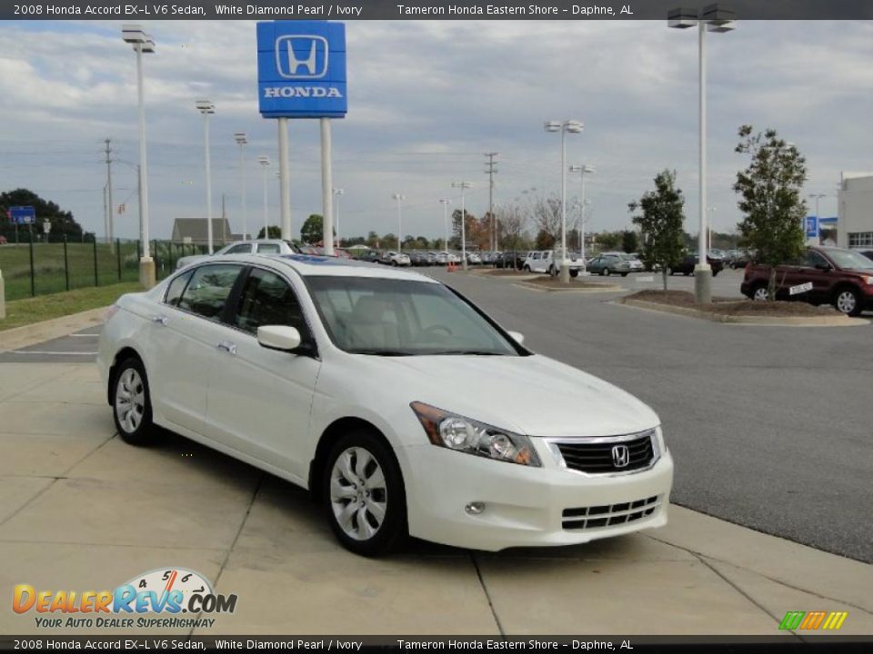 2008 Honda Accord EX-L V6 Sedan White Diamond Pearl / Ivory Photo #2