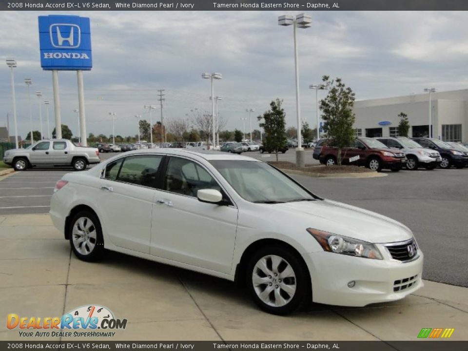 2008 Honda Accord EX-L V6 Sedan White Diamond Pearl / Ivory Photo #3