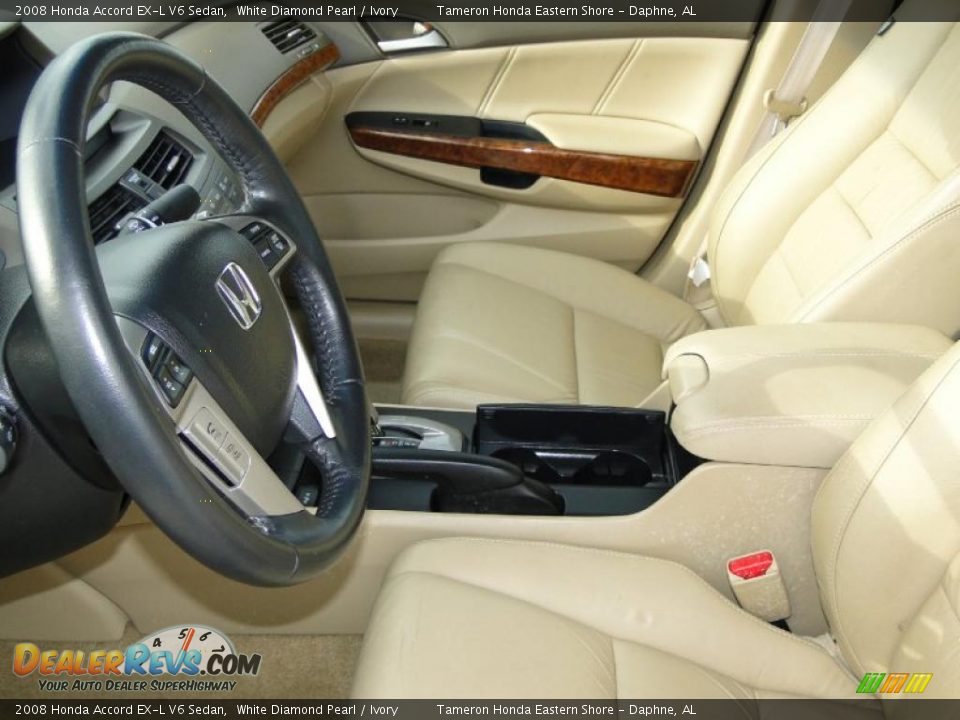 2008 Honda Accord EX-L V6 Sedan White Diamond Pearl / Ivory Photo #12