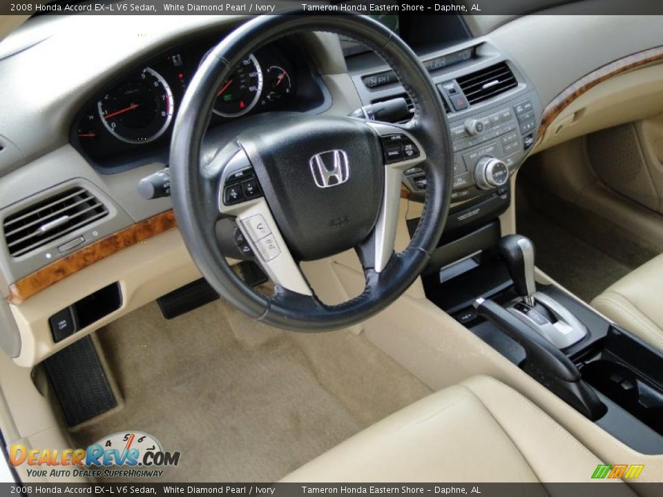 2008 Honda Accord EX-L V6 Sedan White Diamond Pearl / Ivory Photo #13