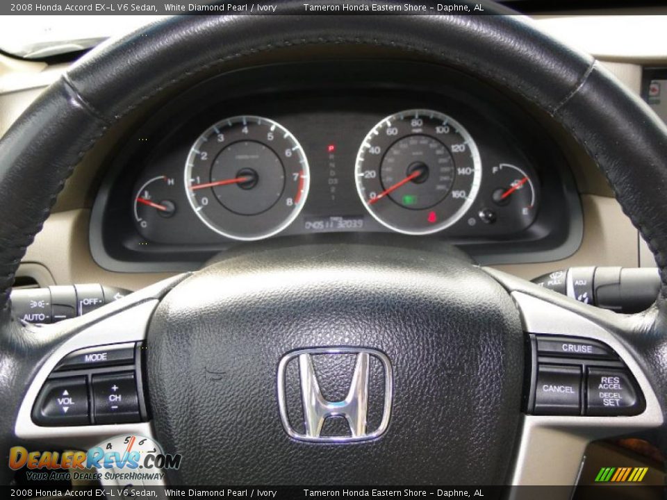 2008 Honda Accord EX-L V6 Sedan White Diamond Pearl / Ivory Photo #17