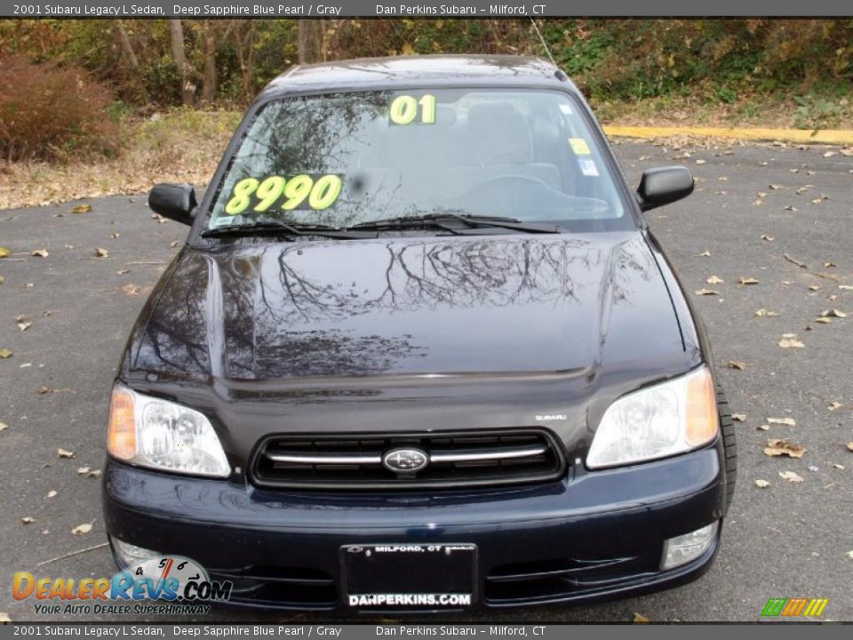 2001 Subaru Legacy L Sedan Deep Sapphire Blue Pearl / Gray Photo #2