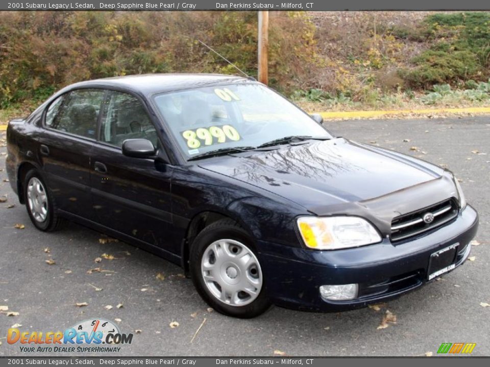 2001 Subaru Legacy L Sedan Deep Sapphire Blue Pearl / Gray Photo #3