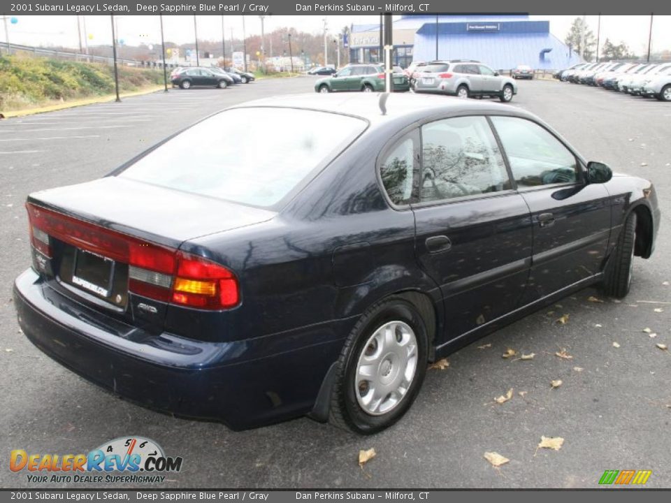 2001 Subaru Legacy L Sedan Deep Sapphire Blue Pearl / Gray Photo #5