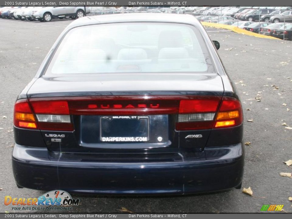 2001 Subaru Legacy L Sedan Deep Sapphire Blue Pearl / Gray Photo #6