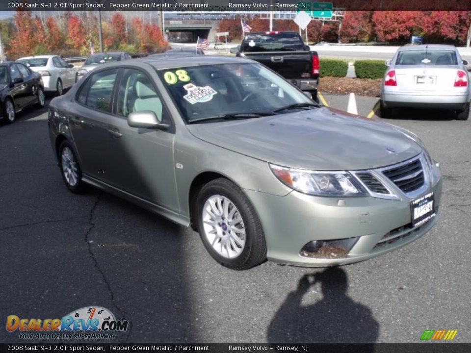2008 Saab 9-3 2.0T Sport Sedan Pepper Green Metallic / Parchment Photo #1