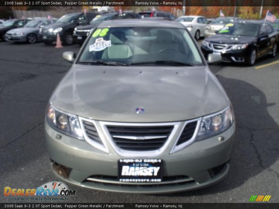 2008 Saab 9-3 2.0T Sport Sedan Pepper Green Metallic / Parchment Photo #8