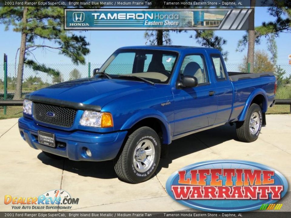 2001 Ford Ranger Edge SuperCab Bright Island Blue Metallic / Medium Prairie Tan Photo #1