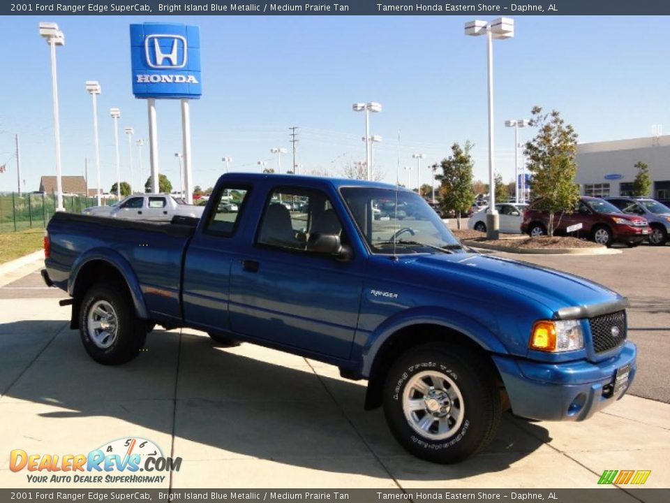 2001 Ford Ranger Edge SuperCab Bright Island Blue Metallic / Medium Prairie Tan Photo #3