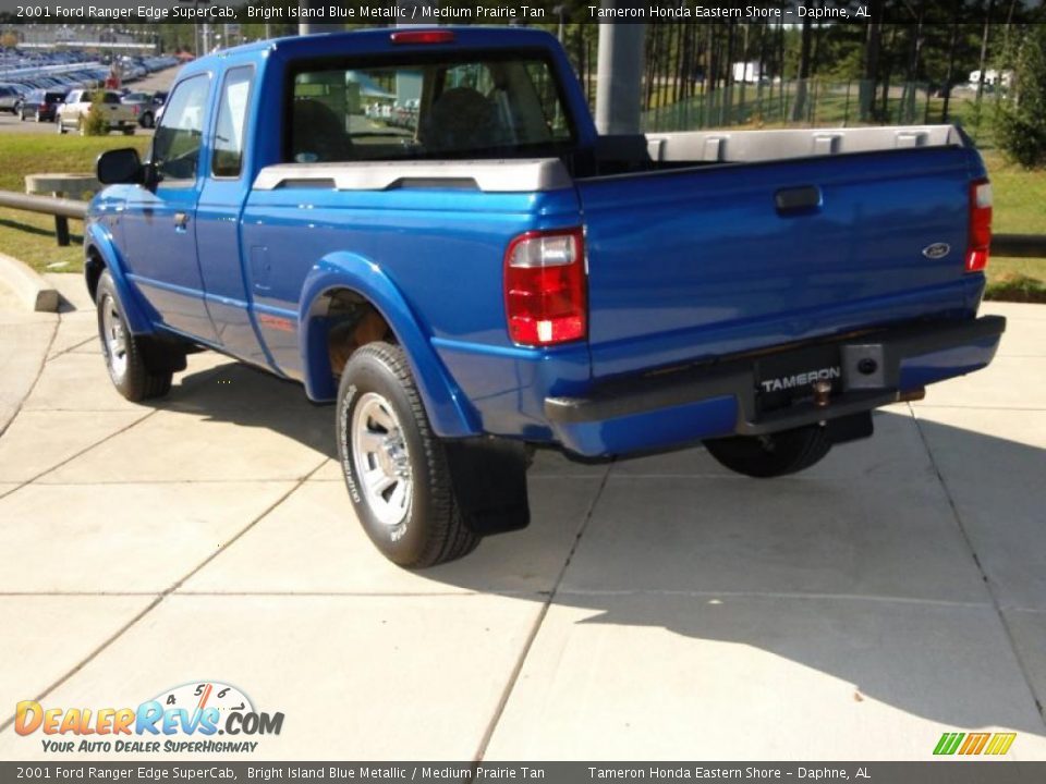 2001 Ford Ranger Edge SuperCab Bright Island Blue Metallic / Medium Prairie Tan Photo #6