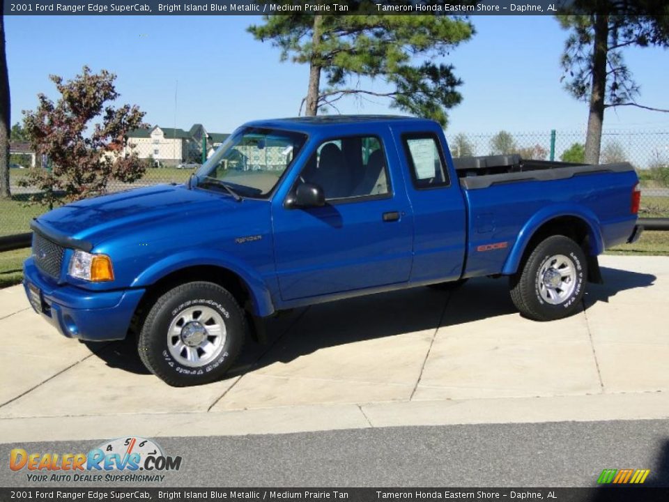 2001 Ford Ranger Edge SuperCab Bright Island Blue Metallic / Medium Prairie Tan Photo #10