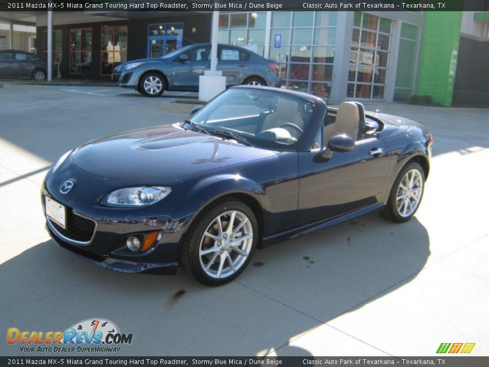 2011 Mazda MX-5 Miata Grand Touring Hard Top Roadster Stormy Blue Mica / Dune Beige Photo #1