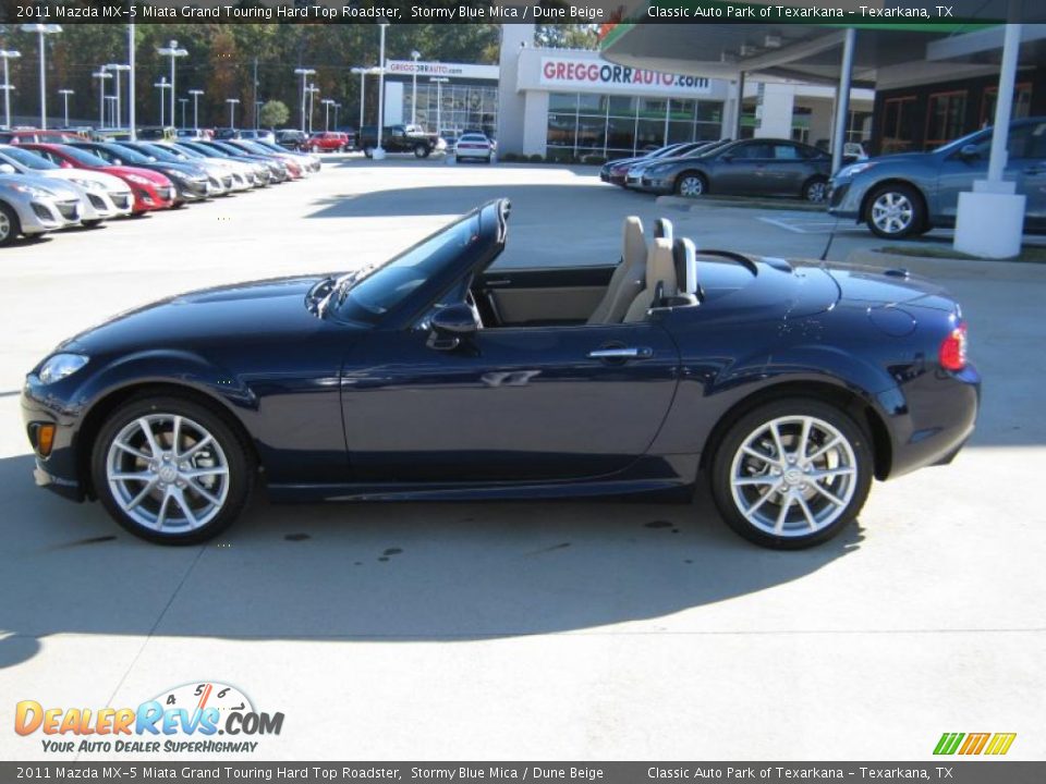 2011 Mazda MX-5 Miata Grand Touring Hard Top Roadster Stormy Blue Mica / Dune Beige Photo #2