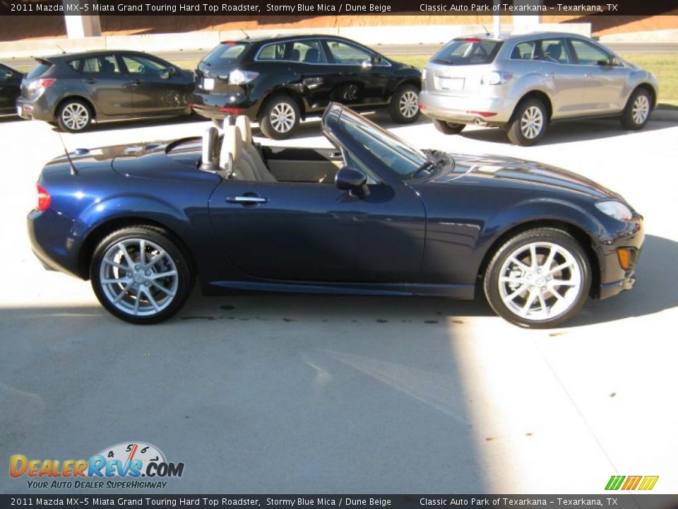 2011 Mazda MX-5 Miata Grand Touring Hard Top Roadster Stormy Blue Mica / Dune Beige Photo #6