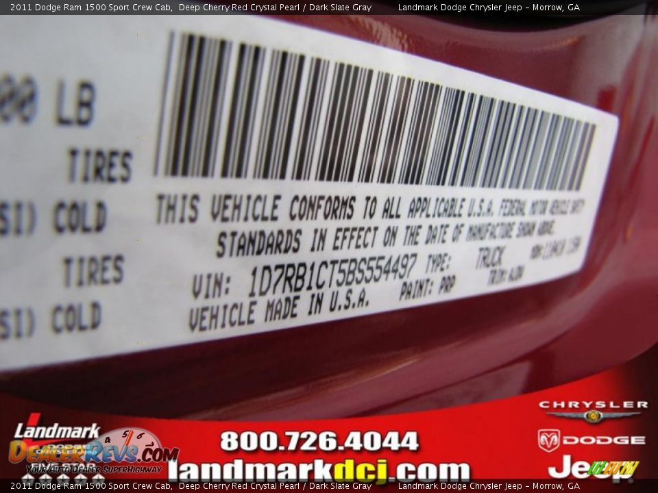 2011 Dodge Ram 1500 Sport Crew Cab Deep Cherry Red Crystal Pearl / Dark Slate Gray Photo #14