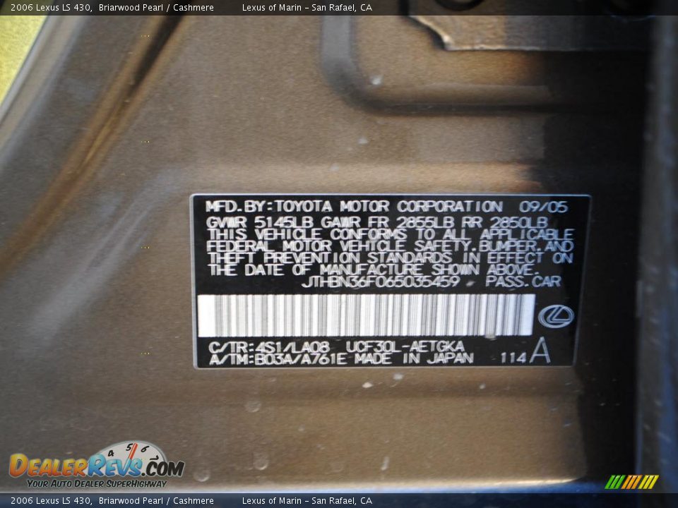 2006 Lexus LS 430 Briarwood Pearl / Cashmere Photo #19