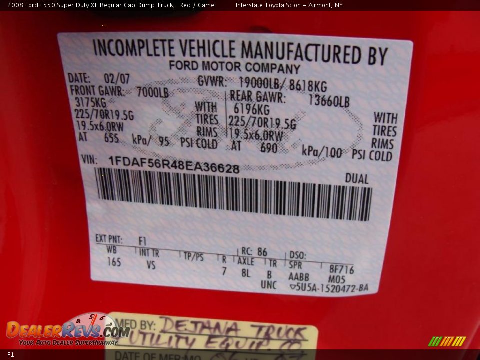 Ford Color Code F1 Red