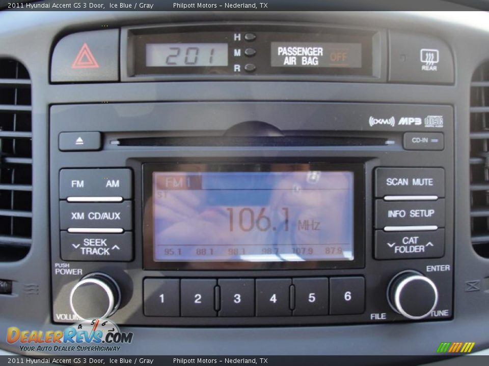 2011 Hyundai Accent GS 3 Door Ice Blue / Gray Photo #25