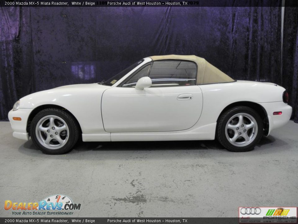 2000 Mazda MX-5 Miata Roadster White / Beige Photo #3